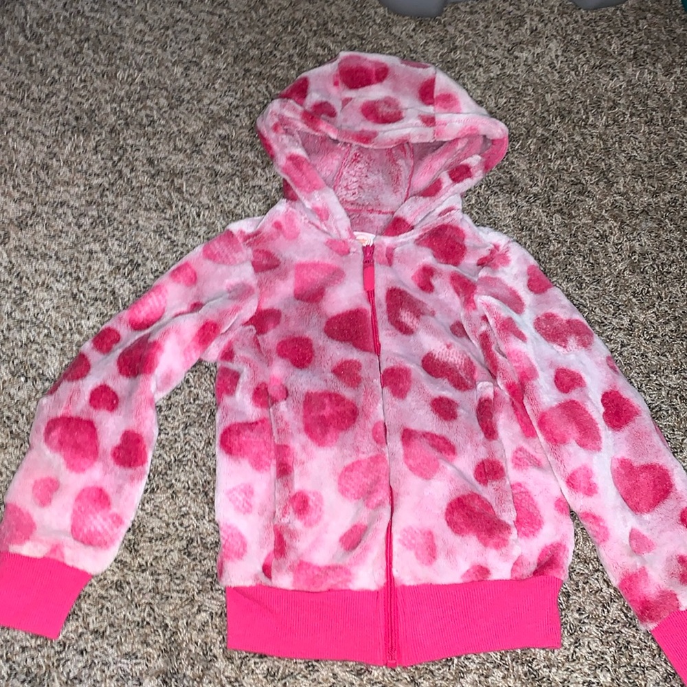 Pink fleece heart sweater size 4-5